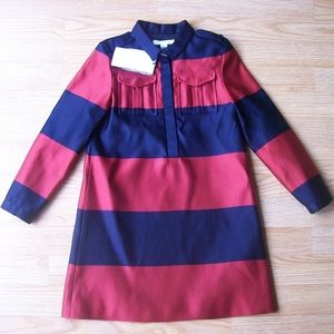BURBERRY CHILDREN GIRLS STRIPED DRESS ROYAL RED NA